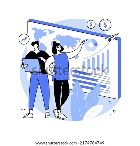 Business statistics abstract concept vector illustration. Financial report, company performance analysis, data collection, decision making, marketing research, service improvement abstract metaphor.