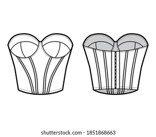 Bustier Longline Corsetry Bra Lingerie Technical Stock Vector Royalty