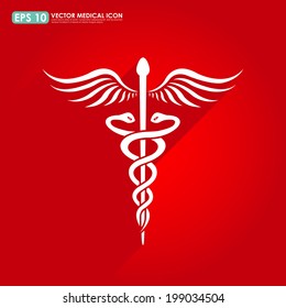 Medicine Caduceus Vector Sign Illustration Isolated Stock Vector