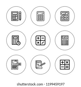 Calculation Icon Set Collection 9 Outline Stock Vector Royalty Free