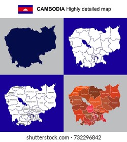 Cambodia Vector Highly Detailed Political Map Stock Vector Royalty Free Shutterstock