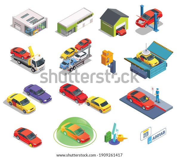 Car Ownership Usage Isometric Set Isolated Stock Vector Royalty Free