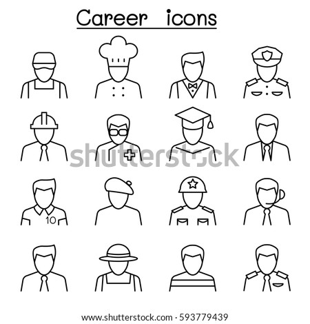 Career Profession Occupation Icon Set Thin