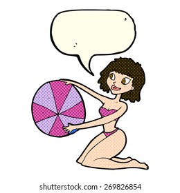 Cartoon Bikini Girl Beach Ball Speech Stock Vector Royalty Free