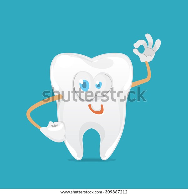 Cartoon Character Funny Tooth On Blue Stock Vector Royalty Free 309867212