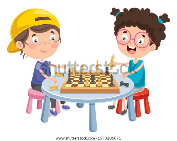 Cartoon Character Playing Chess Game Stock Vector Royalty Free