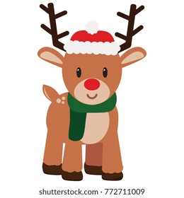 Cartoon Cute Reindeer Isolated Stock Vector Royalty Free