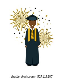 Cartoon Graduate Man Graduation Gown Hat Stock Vector Royalty Free