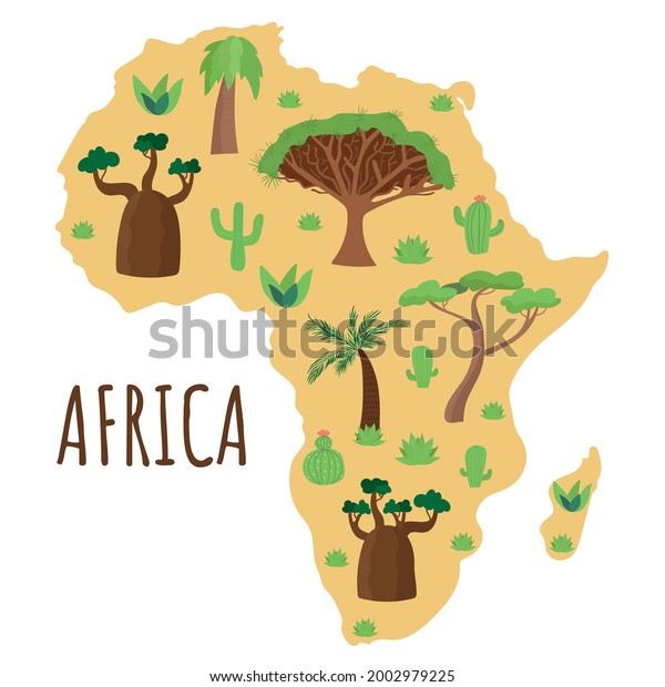 Cartoon Hand Drawn Illustrated Map Africa Stock Vector Royalty Free