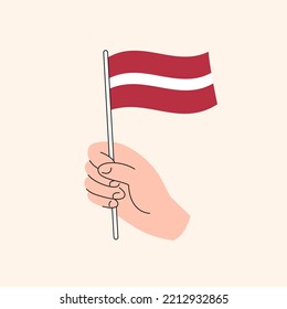 Cartoon Hand Holding Latvian Flag Flag Stock Vector Royalty Free