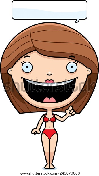 Cartoon Illustration Woman Bikini Talking Stock Vector Royalty Free