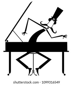 Cartoon Long Mustache Pianist Playing Music Stock Vector Royalty Free