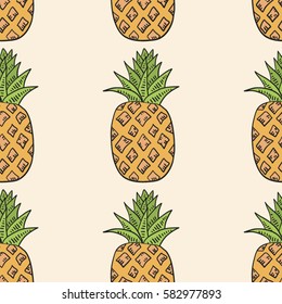 Cartoon Pineapple Seamless Background Stock Vector Royalty Free