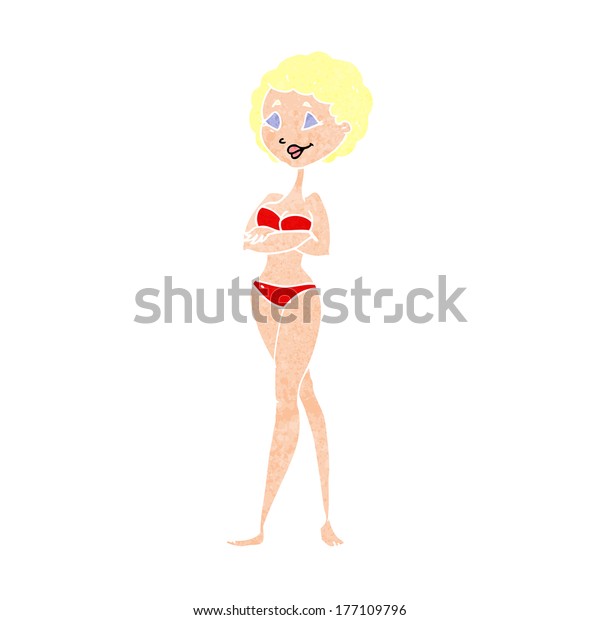 Cartoon Retro Woman Bikini Stock Vector Royalty Free 177109796