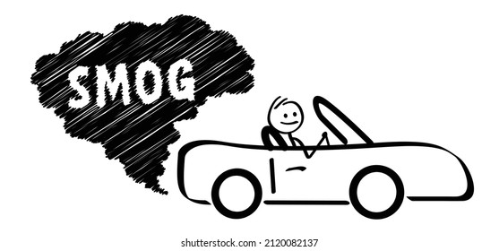 Cartoon Stickman Cars Co Clouds Traffic Stock Vector Royalty Free