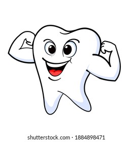 Strong Tooth Cartoon Character Stock Vector Royalty Free