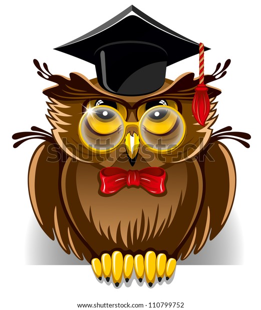 Cartoon Wise Owl Graduation Cap Stock Vector Royalty Free 110799752