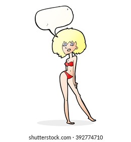 Cartoon Woman Bikini Speech Bubble Stock Vector Royalty Free