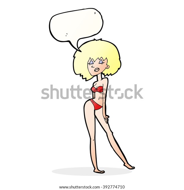 Cartoon Woman Bikini Speech Bubble Stock Vector Royalty Free