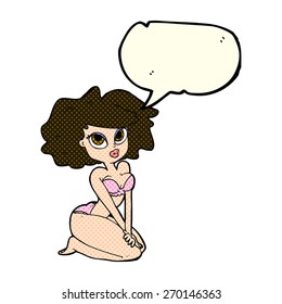 Cartoon Woman Wearing Bikini Speech Bubble Stock Vector Royalty Free