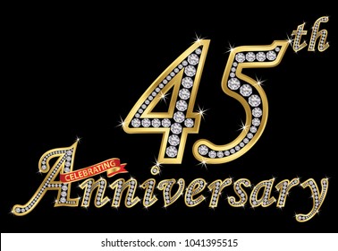 Celebrating Th Anniversary Golden Sign Diamonds Stock Vector Royalty