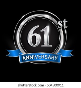 St Anniversary Logo Silver Ring Combination Vector De Stock Libre