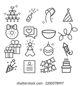 Celebration Party Icon Set Isolated Modern Stock Vector Royalty Free