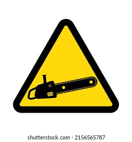 Chainsaw Warning Yellow Triangular Sign Isolated Stock Vector Royalty