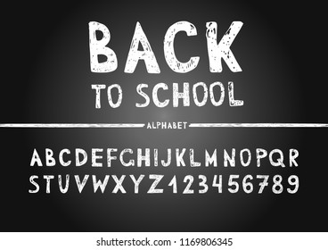 Chalk Hand Drawing Alphabet On Blackboard Stock Vector Royalty Free