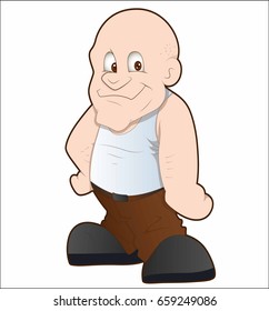 Bald Man Cartoon Character Vector Illustration Stock Vector Royalty