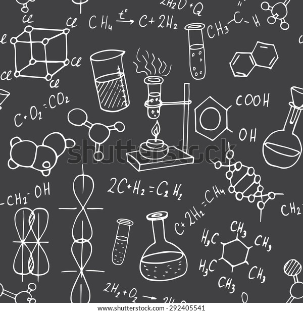 Chemistry Hand Drawn Doodles Background Science Stock Vector Royalty