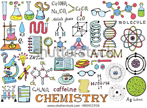 Chemistry Science Doodle Hand Drawing Isolated Stock Vector Royalty