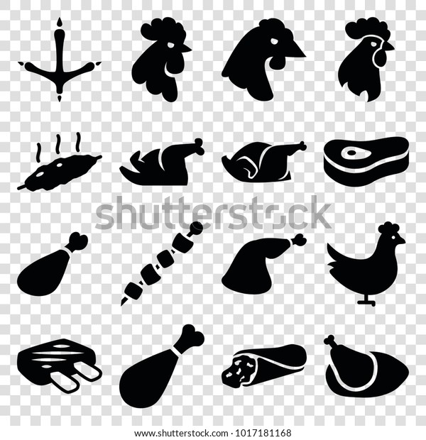 Chicken Icons Set Editable Filled Stock Vector Royalty Free