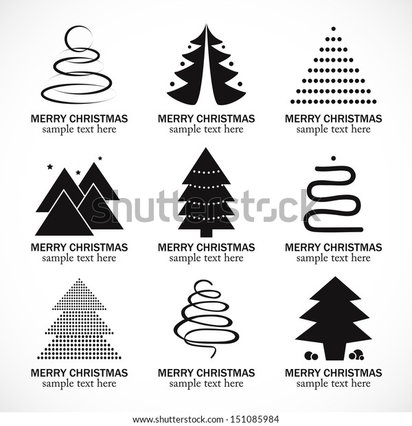 Christmas Tree Icons Set Isolated On Stock Vector Royalty Free