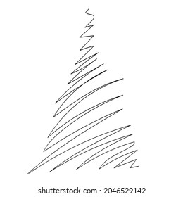 Christmas Tree Line Vector Continuous Drawing Stock Vector Royalty