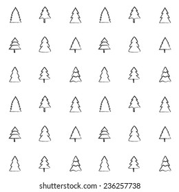 Thin Line Pine Tree Icon Set Stock Vector Royalty Free 332137793