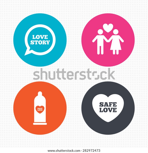 Circle Buttons Condom Safe Sex Icons Stock Vector Royalty Free