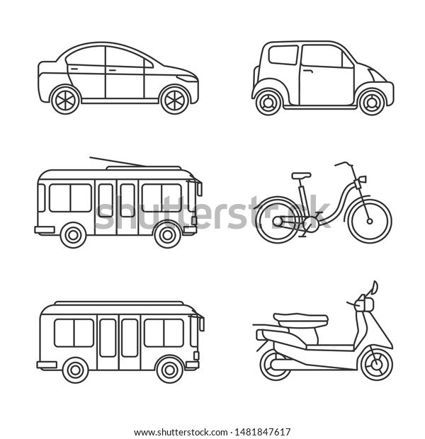 City Transport Thin Line Icons Vector Stock Vector Royalty Free