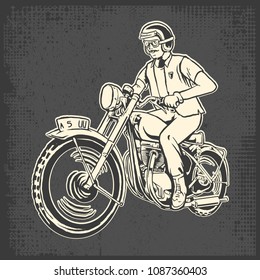 Classy Man Riding Classic Motorcycle Vector De Stock Libre De