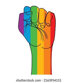 Clenched Fist Rainbow Color Lgbt Flag Stock Vector Royalty Free