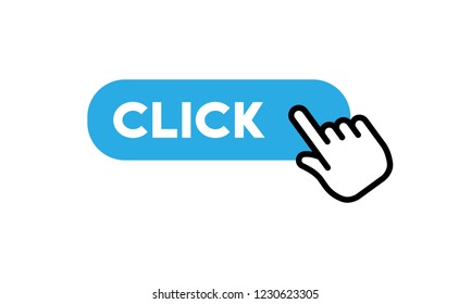 Click Here Button Hand Icon Stock Vector Royalty Free