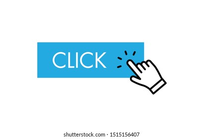 Click Here Button Hand Pointer Clicking Stock Vector Royalty Free