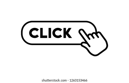 Click Here Button Hand Icon Stock Vector Royalty Free