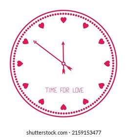 Clock Hearts Isolated On White Stock Vector Royalty Free