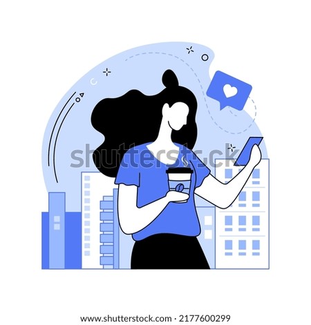 Coffee on the way isolated cartoon vector illustrations. Young woman holding phone, waking and drinking coffee, people lifestyle, on the way to work, morning rituals vector cartoon.