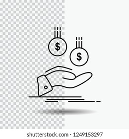 Coins Hand Currency Payment Money Line Stock Vector Royalty Free