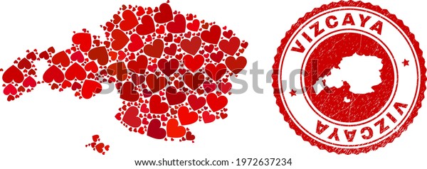 Collage Vizcaya Province Map Designed Red Stock Vector Royalty Free