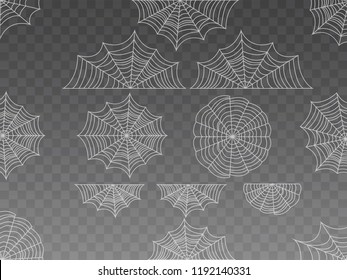 Collection Cobweb Isolated Transparent Background Cobweb Vector De