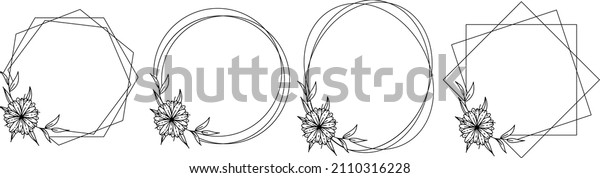 Collection Geometric Vector Floral Frames Borders Stock Vector Royalty