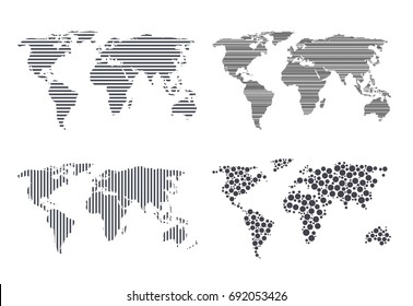 Collection Monochrome World Maps Stock Vector Royalty Free 692053426